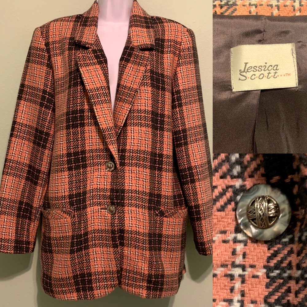 Vintage Pink plaid blazer Size  L